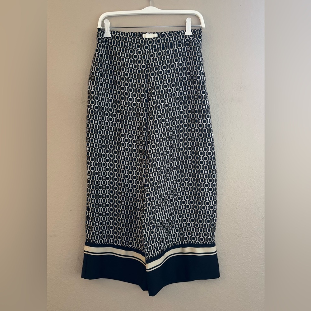 H&M Wide-Leg Trousers black and white geometric chain-link pattern Size 6